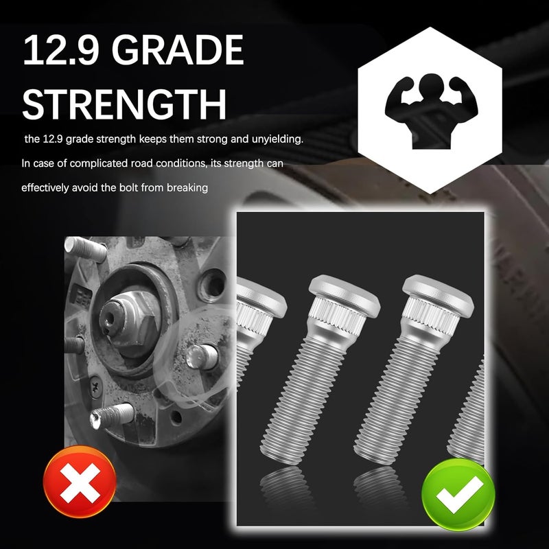 Figpade 6PCS Trailer UNF 1/2 20 Wheel Studs,Heavy Duty Wheel Bolts Load 2000-7000 lb Axles with Length 2.11"/Spline Diameter 0.56"/Stud Head 0.73",Professional Wheels Lug Studs - Image 5